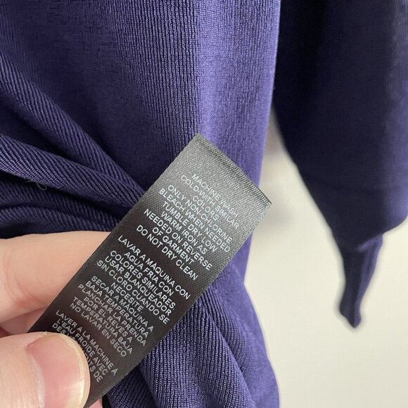 Travelers By Chicos Women 1/Small Purple 3/4 Tie Sleeve Cold Shoulder Tunic Top - Picture 9 of 10